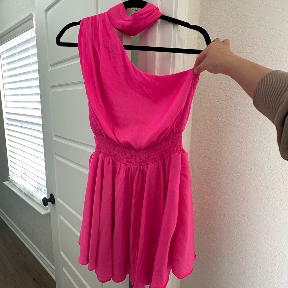 Pink DO+BE Halter One Shoulder Dress